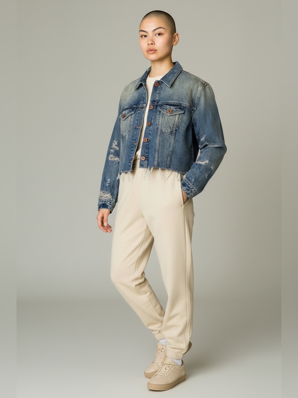 *Forever 21 Premium Denim Distressed Blue Cropped Jacket | New without Tags